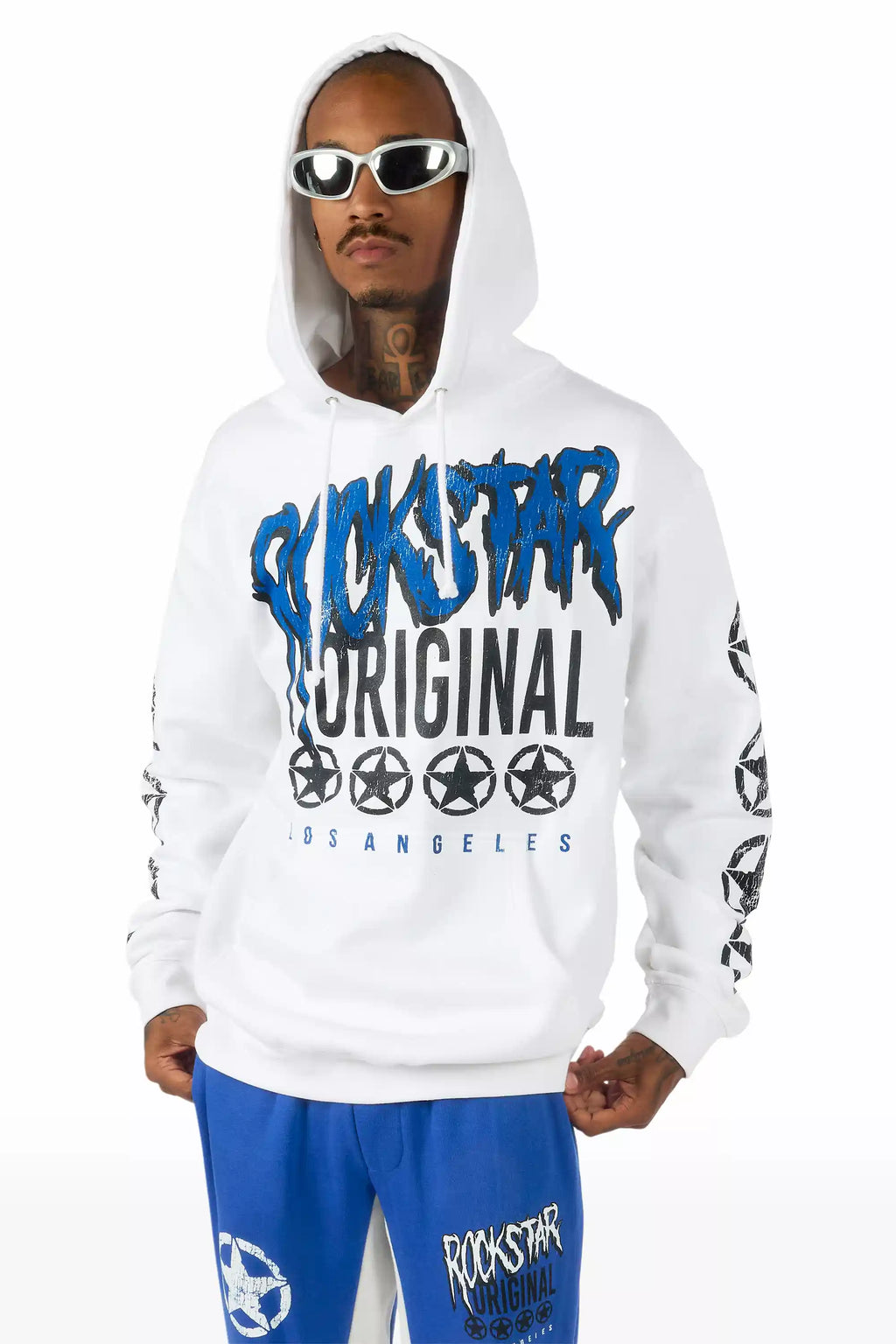 Wizzurd White/Royal Blue Hoodie Stacked Track Set