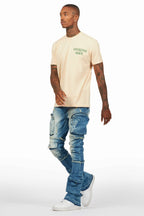 Shift Dirty Blue Stacked Flare Jean