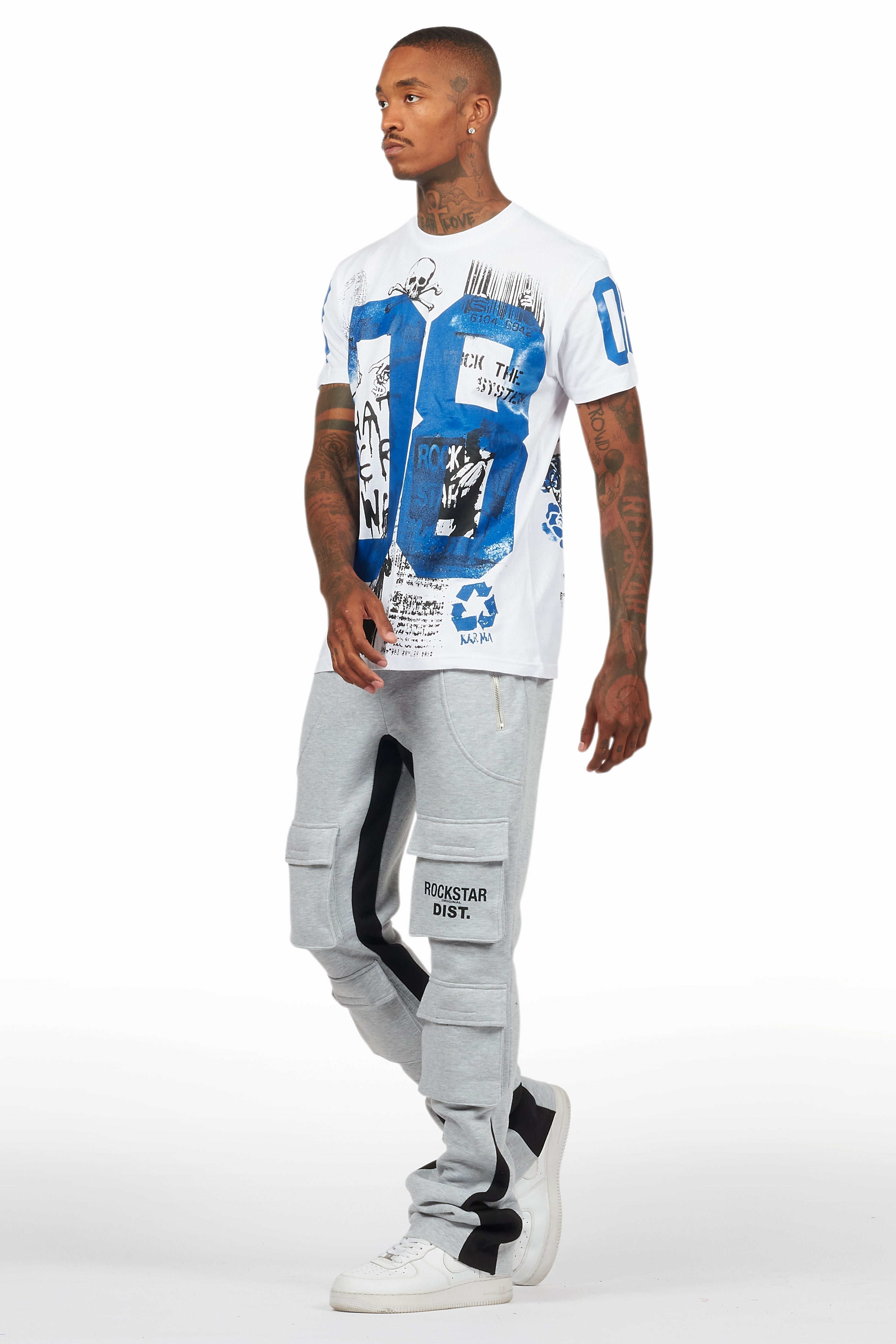 Antoon Heather Grey Stacked Flare Track Pant