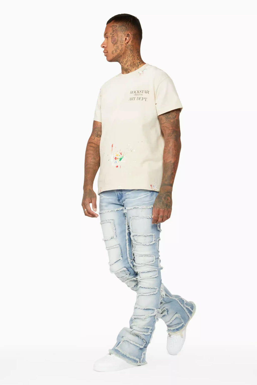 Shake Light Blue Stacked Flare Jean