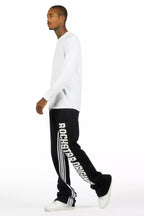 Skender Black Baggy Stacked Pant