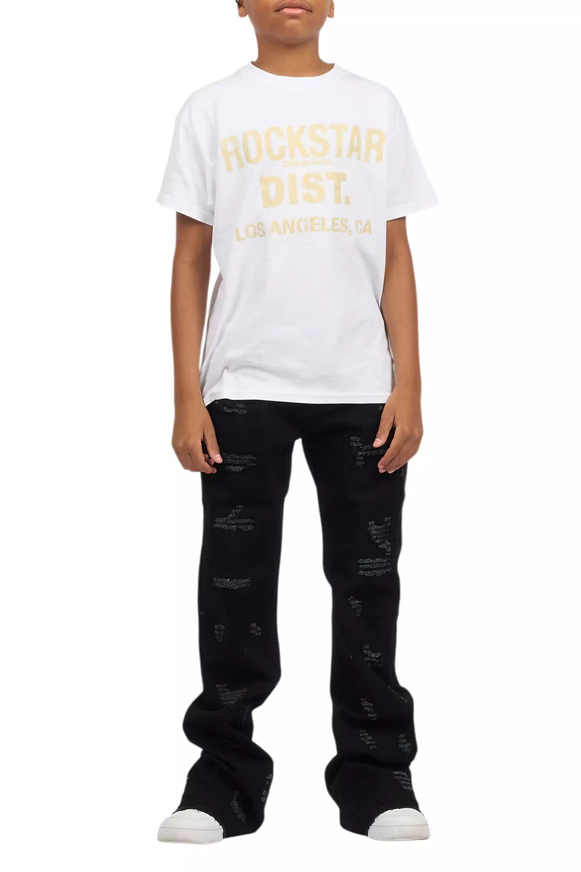 Boys Holibert Jet Black Stacked Flare Jean