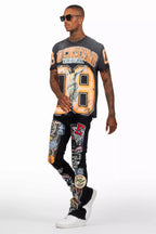 Espen Jet Black Stacked Flare Jean