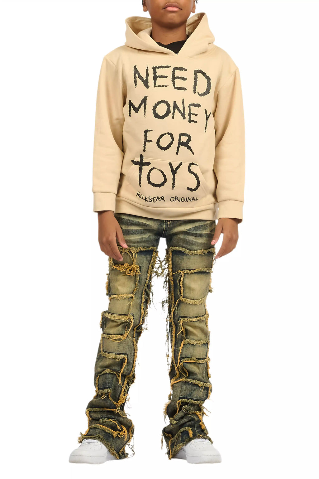 Boys M4 Toys Beige/Black Graphic Hoodie