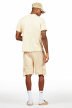 Jash Beige/White Short Set