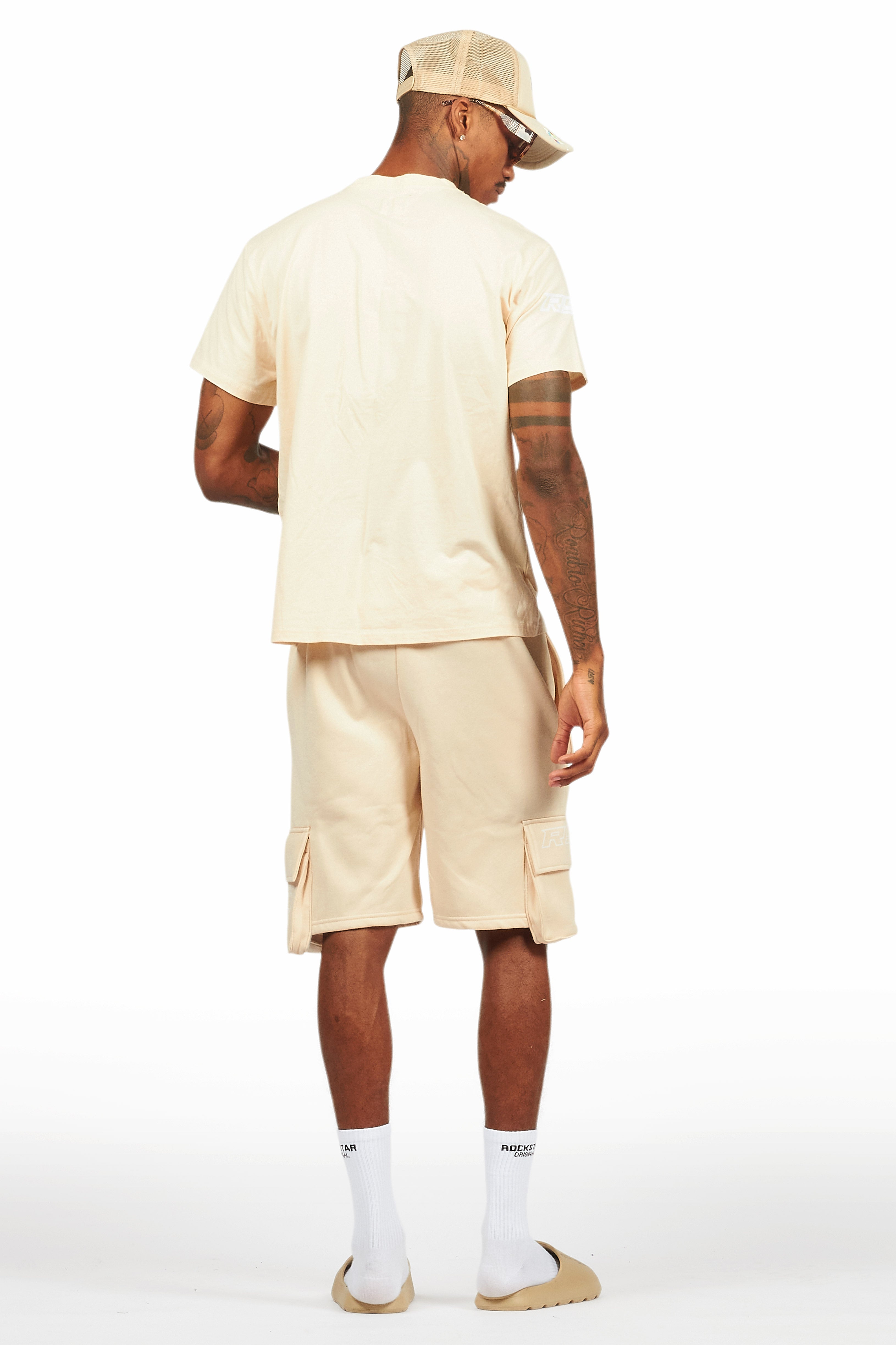 Jash Beige/White Short Set