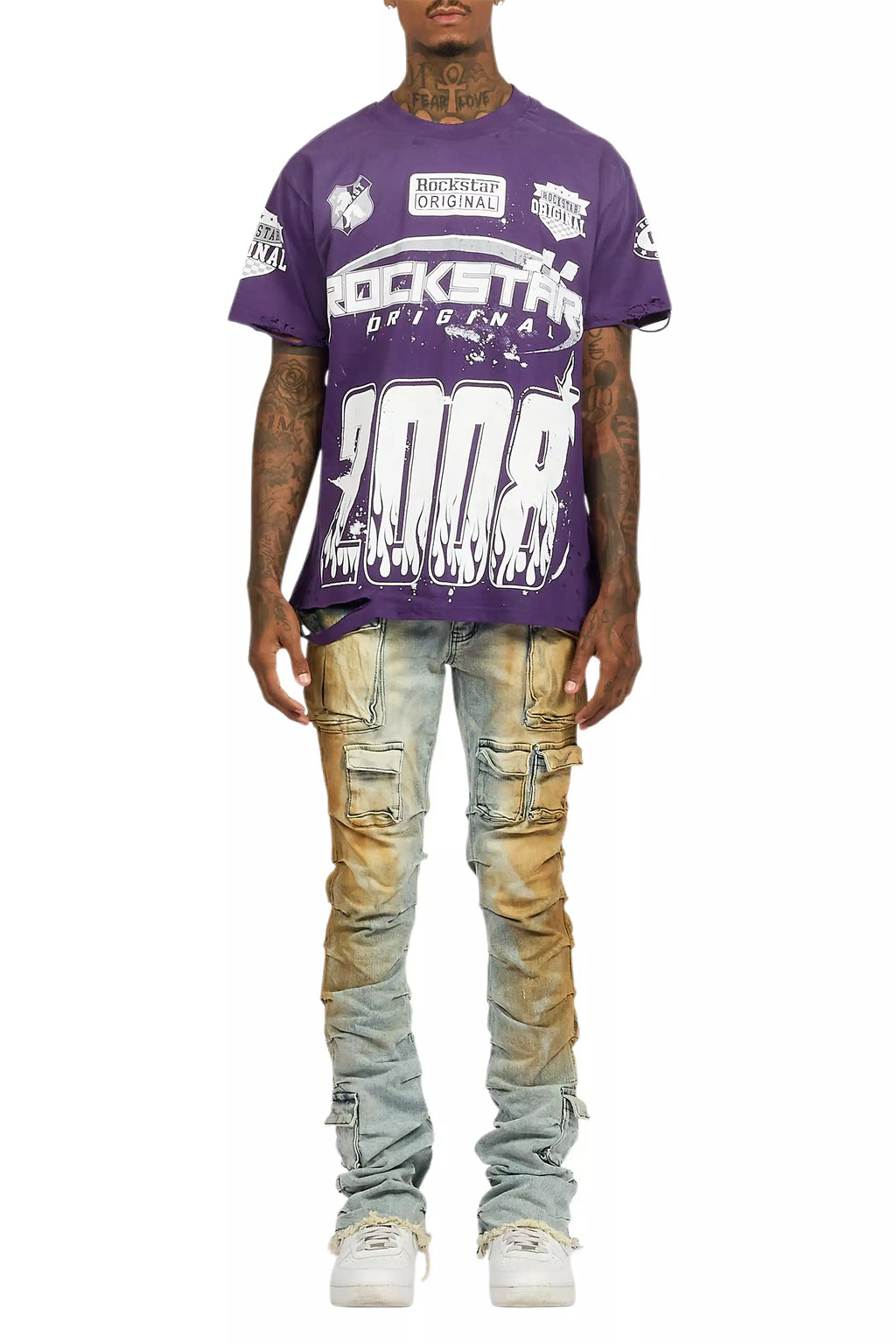 Amos Purple/White Graphic T-Shirt