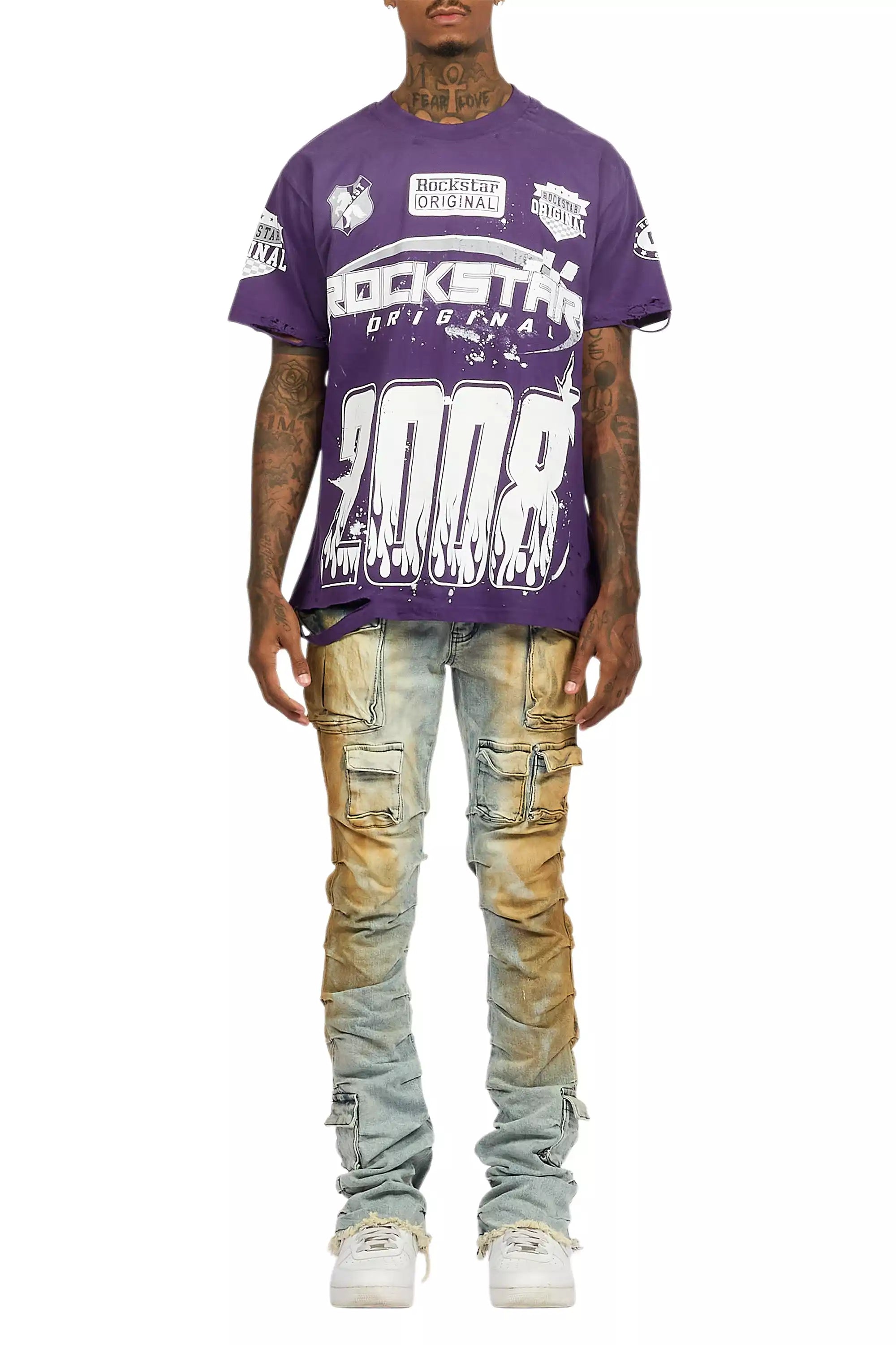 Amos Purple/White Graphic T-Shirt