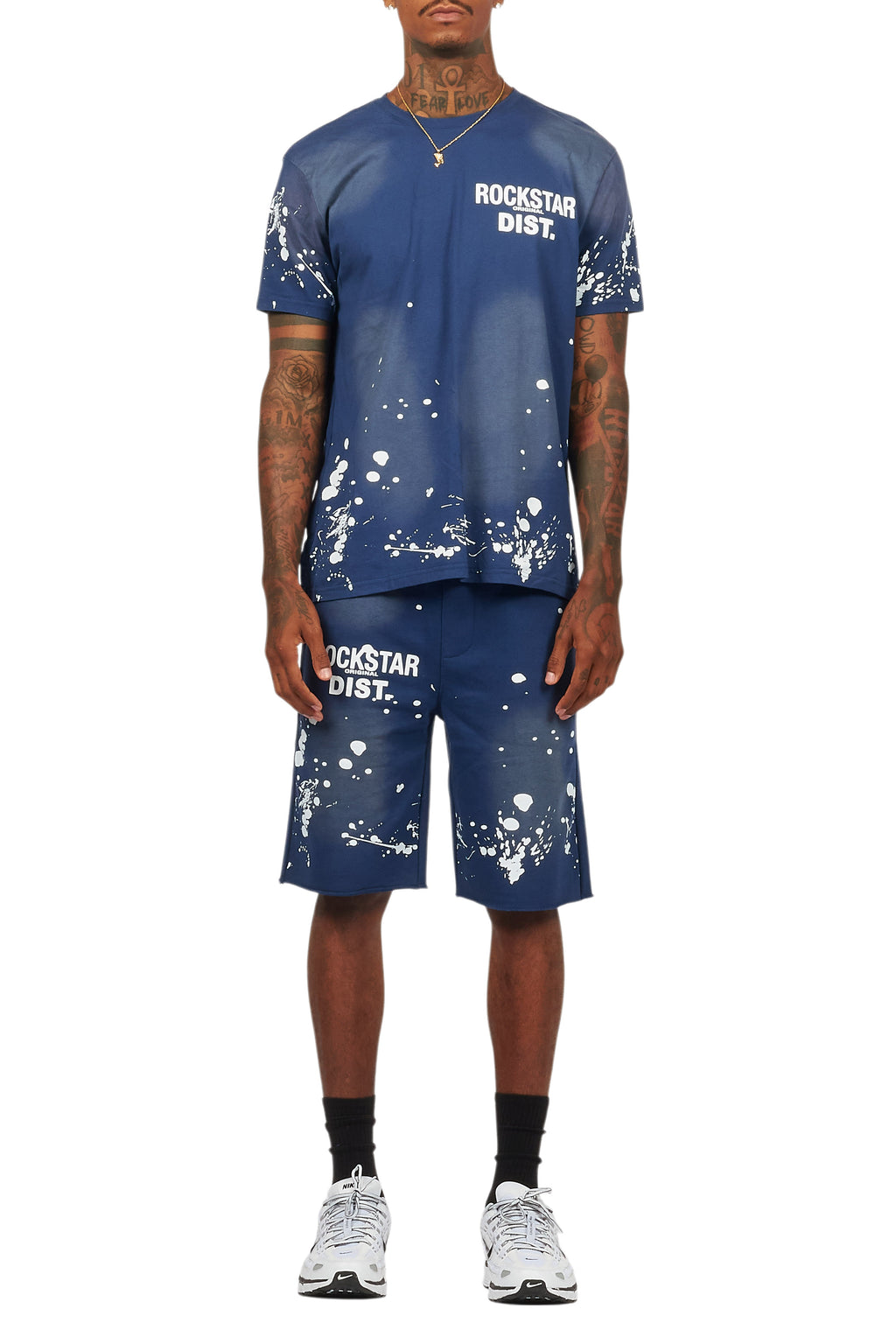 Rafix Navy Graphic T-Shirt Short Set