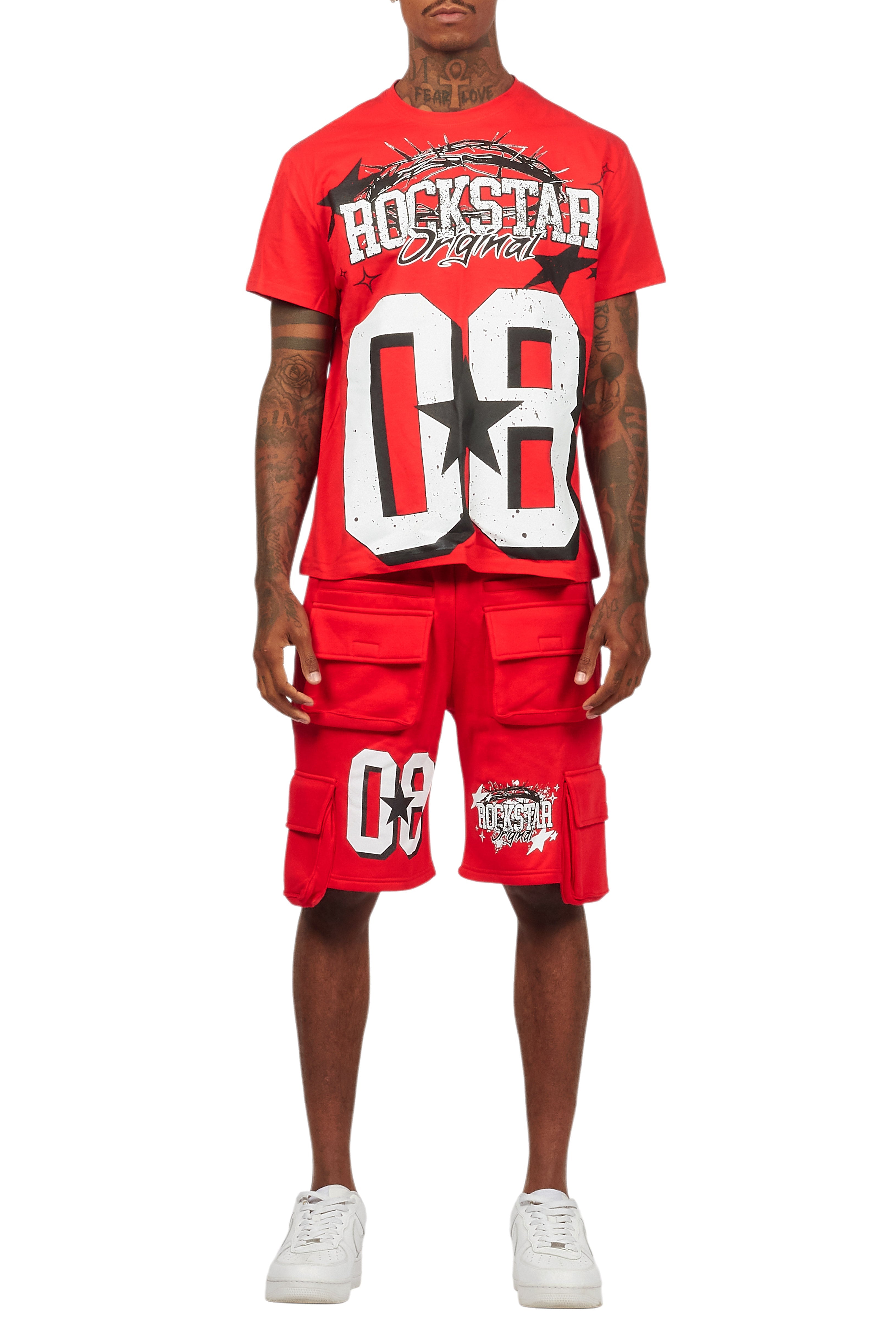 AllStar Red/White T-Shirt Cargo Short Set