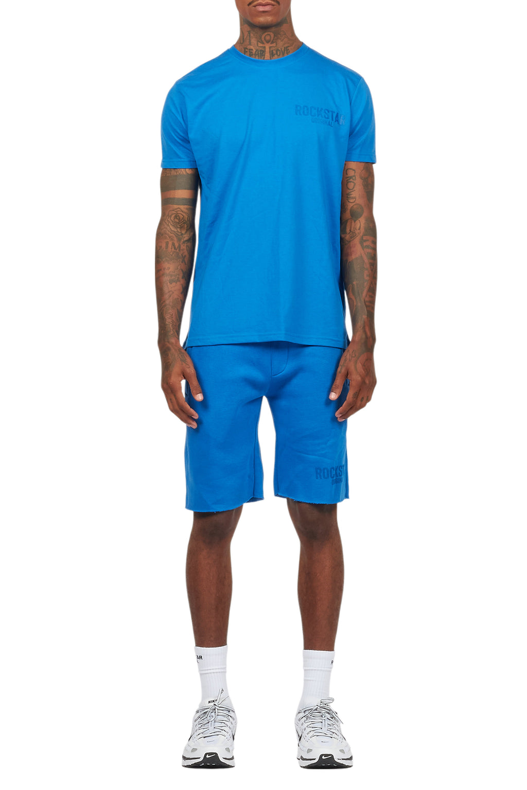 Sana Royal Blue T-Shirt/Raw Edge Short Set