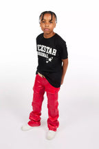 Boys Petrus Red PU Leather Jean