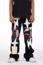 Boys Vinson Black  Patchwork Stacked flare Jean