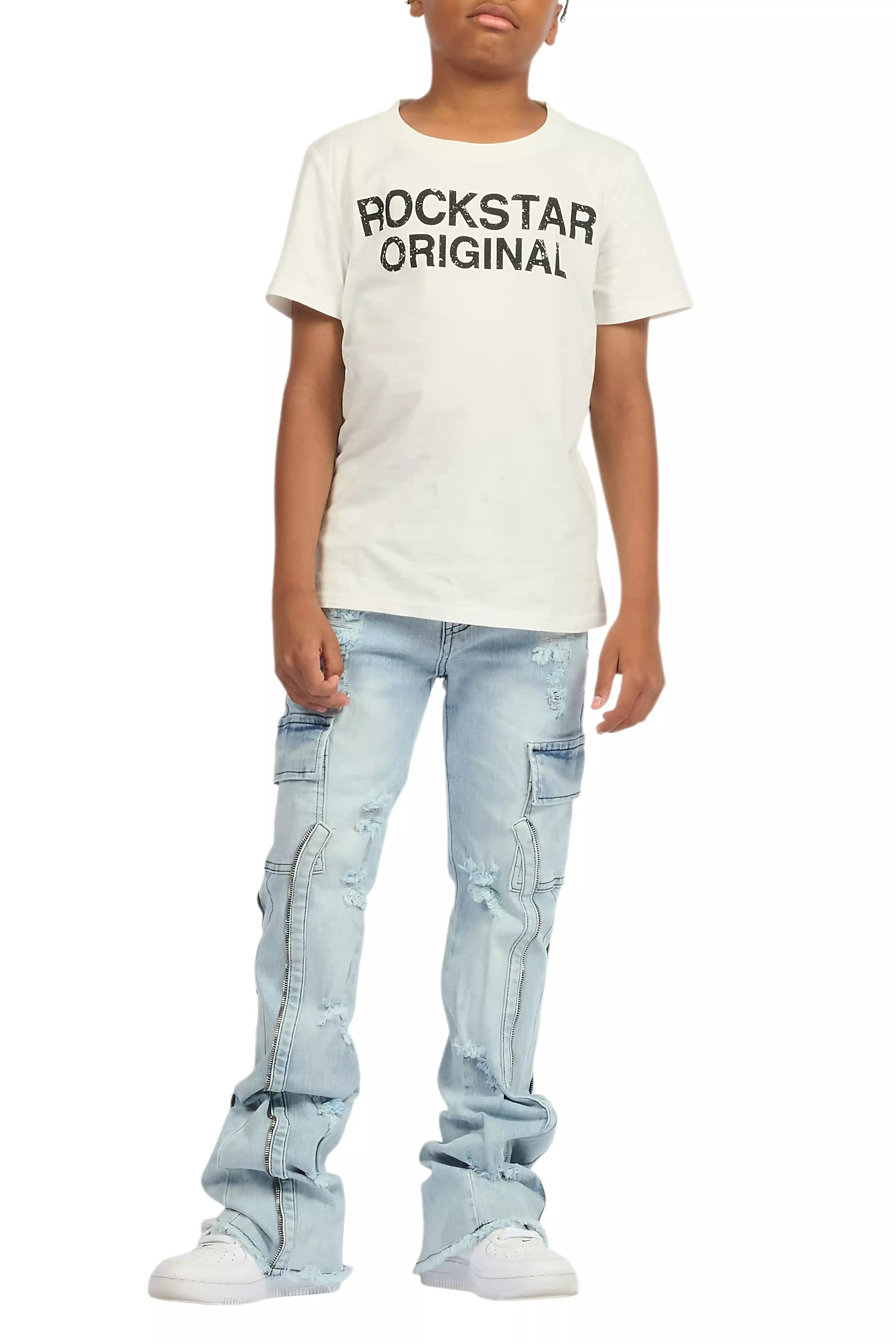 Boys Hutch Blue Stacked Flare Jean