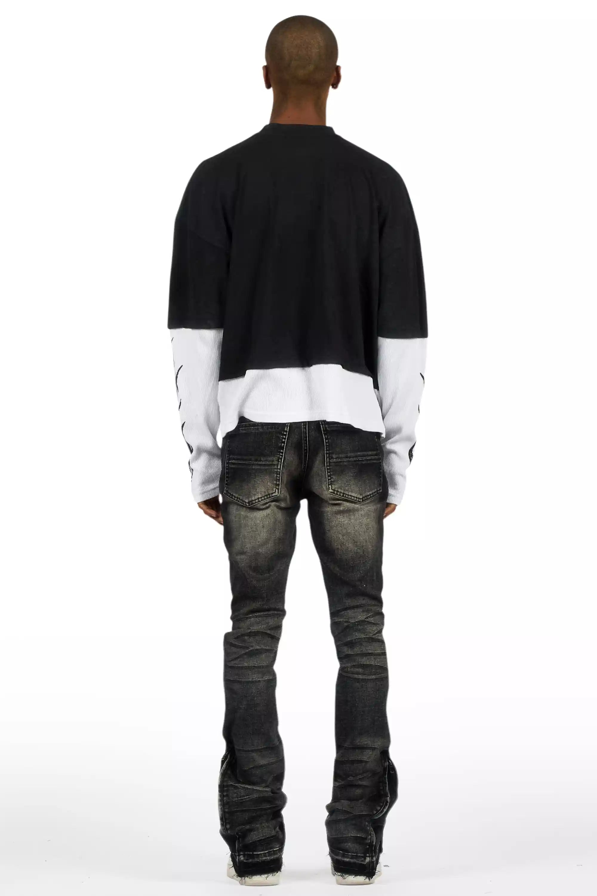 Jaymes Grey Stacked Flare Jean