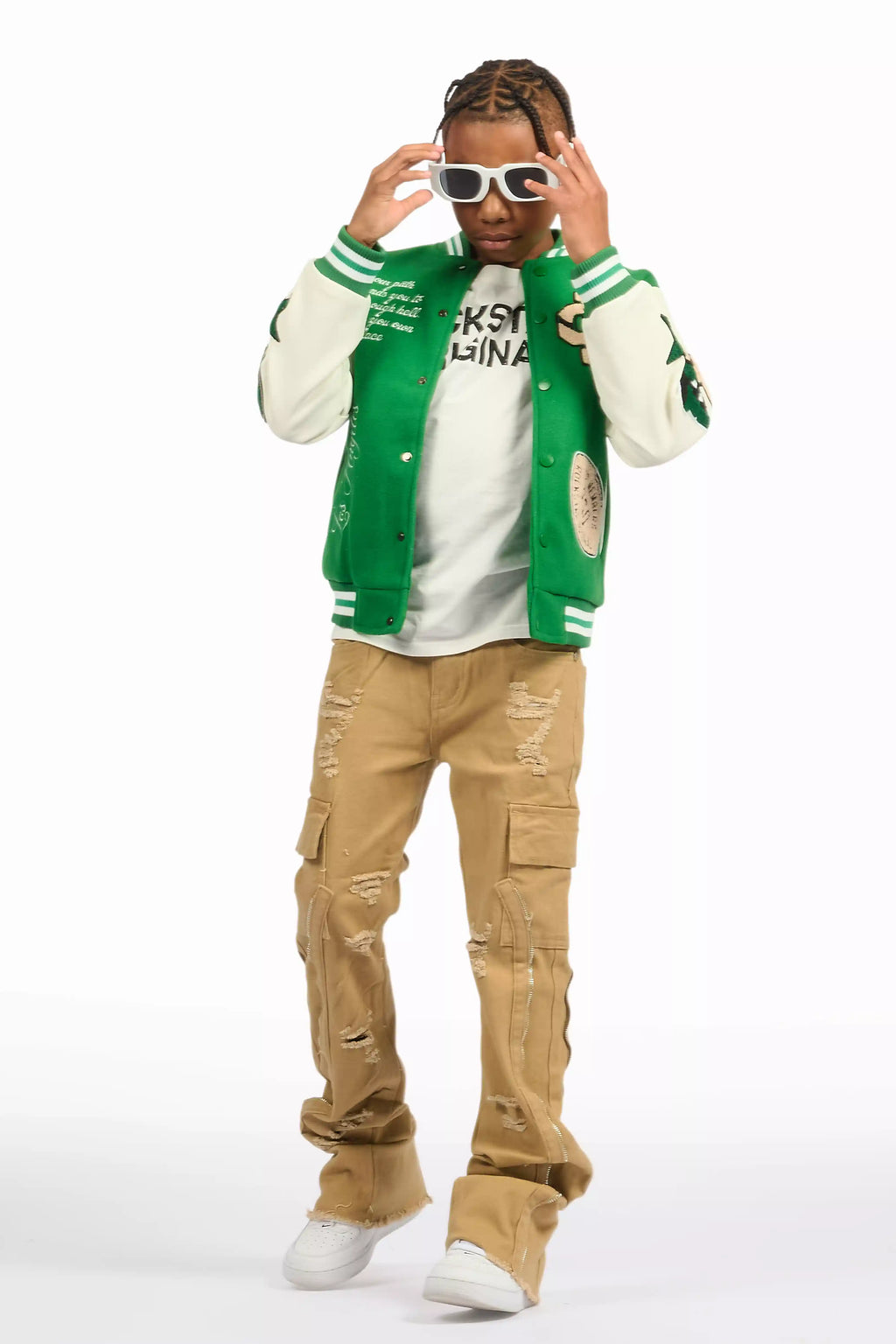 Boys Balser Green Varsity Jacket