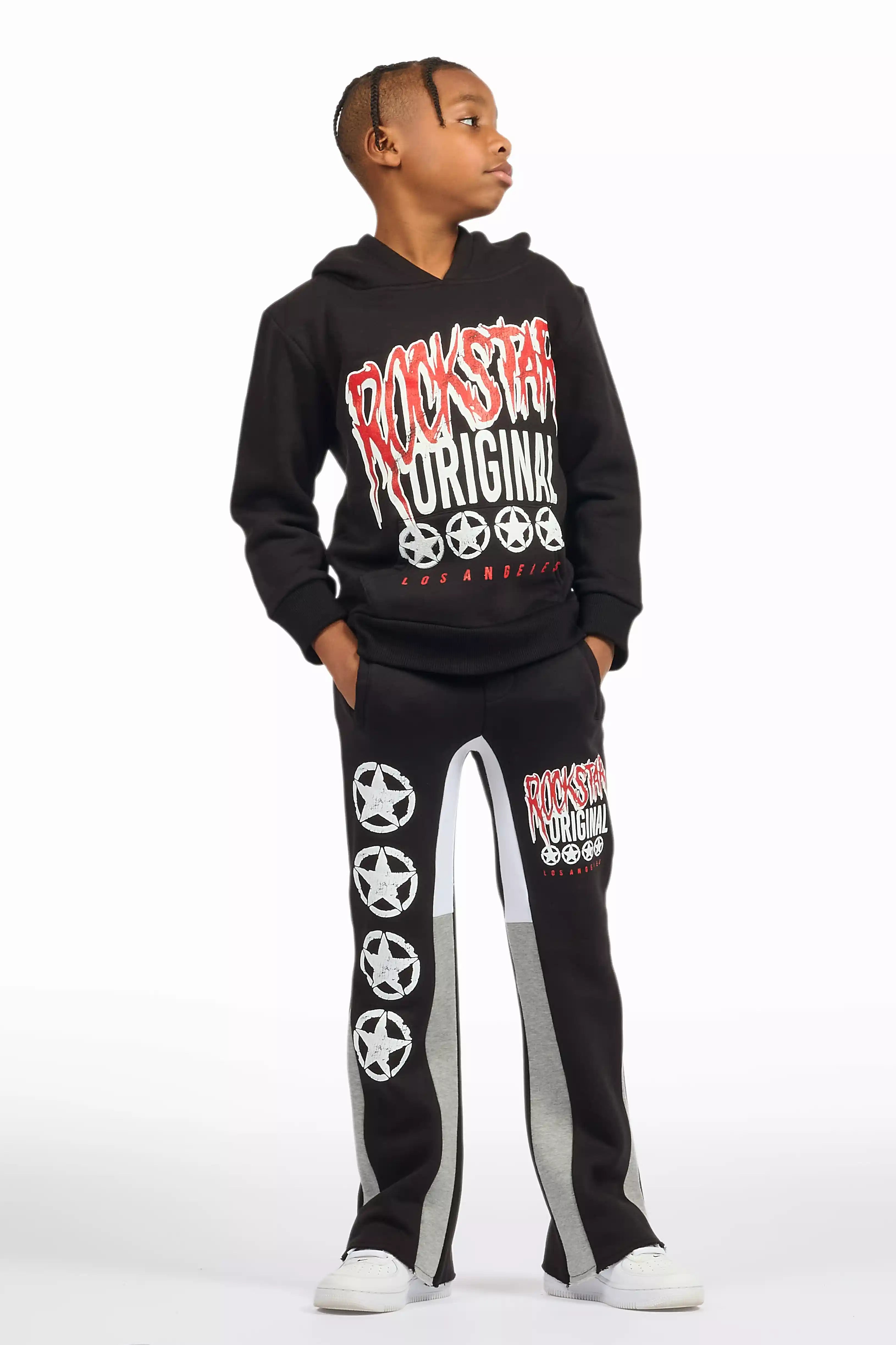 Boys Wizzurd Black/Grey Stacked Flare Track Set