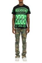 Tachi Camo Rhinestone Stacked Flare Jean