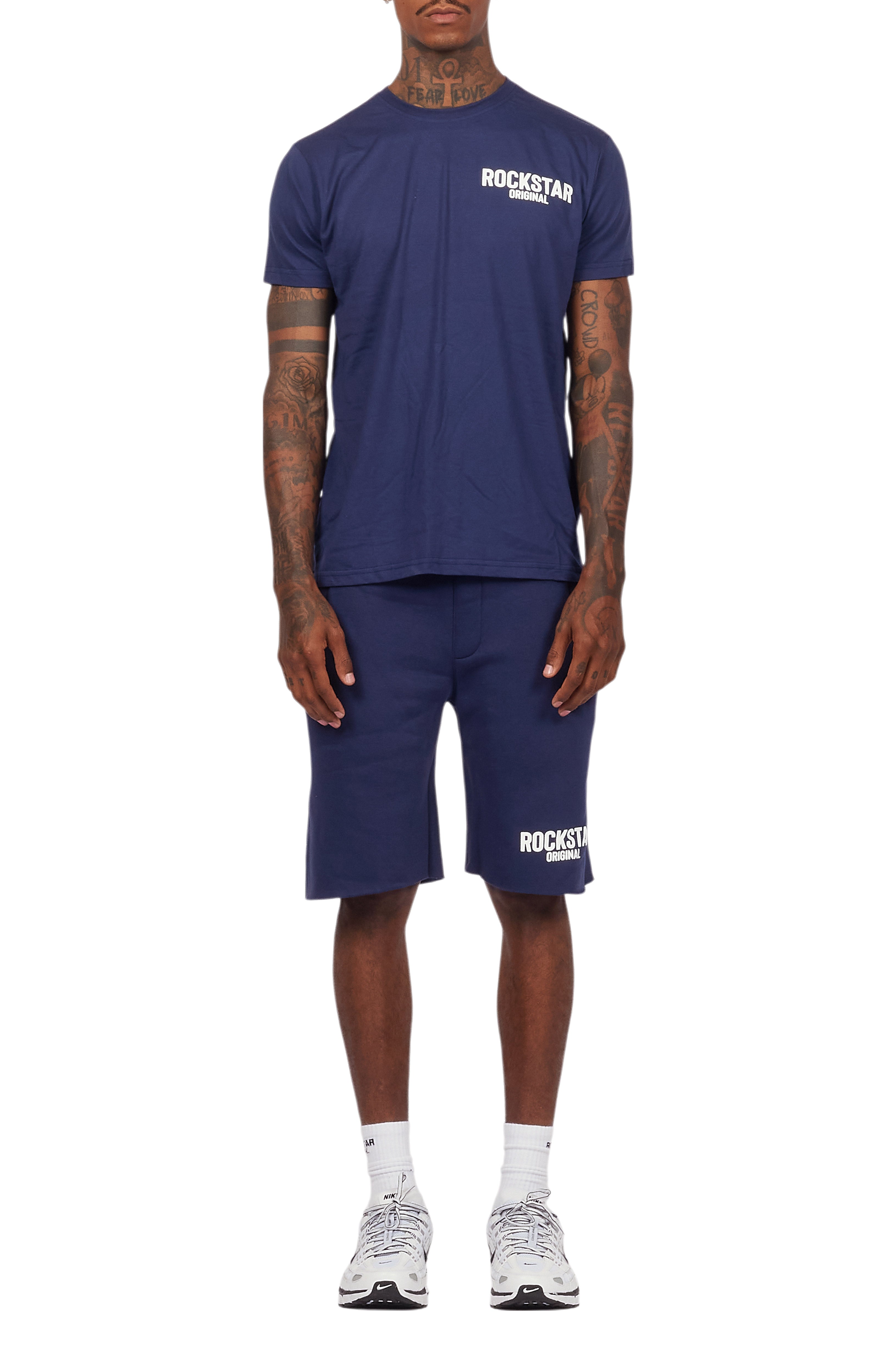 Sana Navy T-Shirt/Raw Edge Short Set