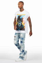 StarLane Light Blue Stacked Flare Jean