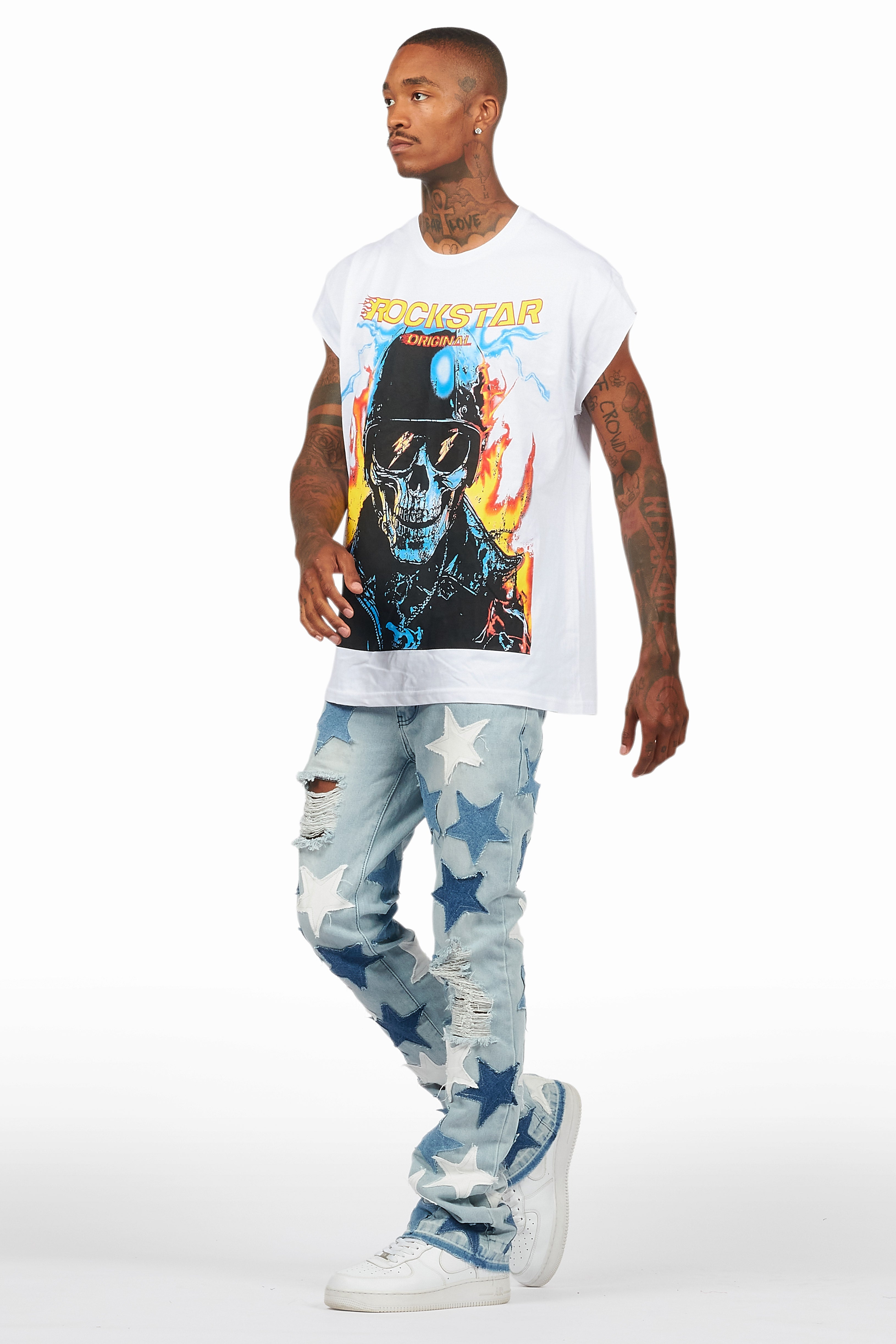 StarLane Light Blue Stacked Flare Jean