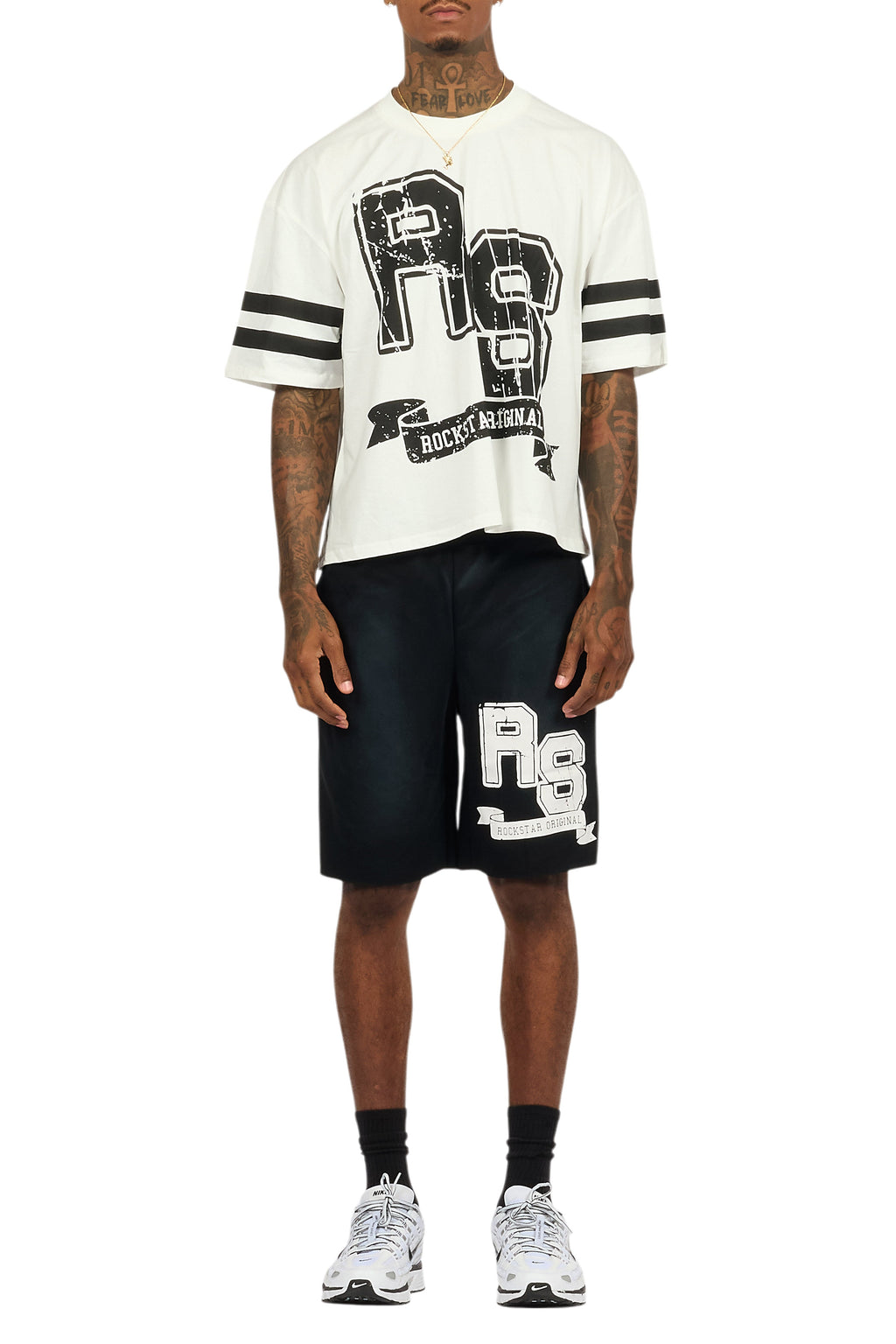 Alik White/Black Crop Boxy Tee Short Set