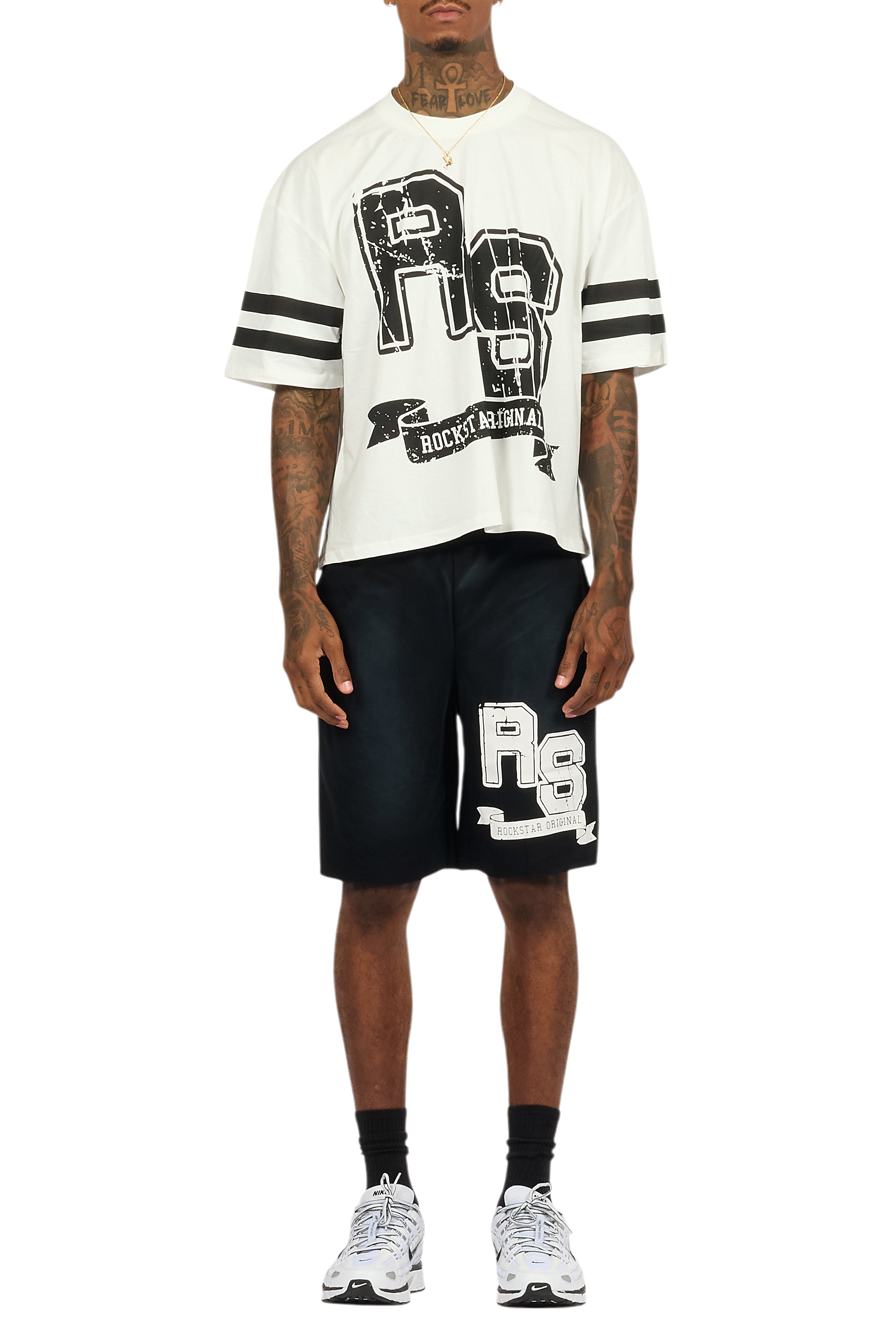 Alik White/Black Crop Boxy Tee Short Set