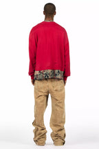 Yuri Beige Stacked Cargo Flare Jean