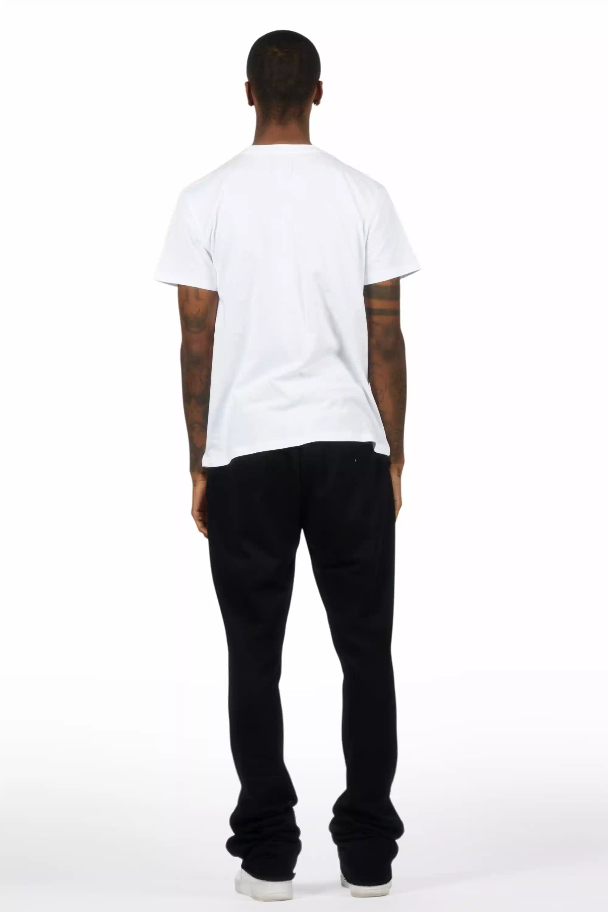 Pyrel Black/Black Rhinestone Stacked Flare Pant