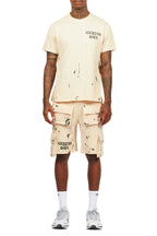 Raffer Beige/Black T-Shirt Cargo Shorts Set