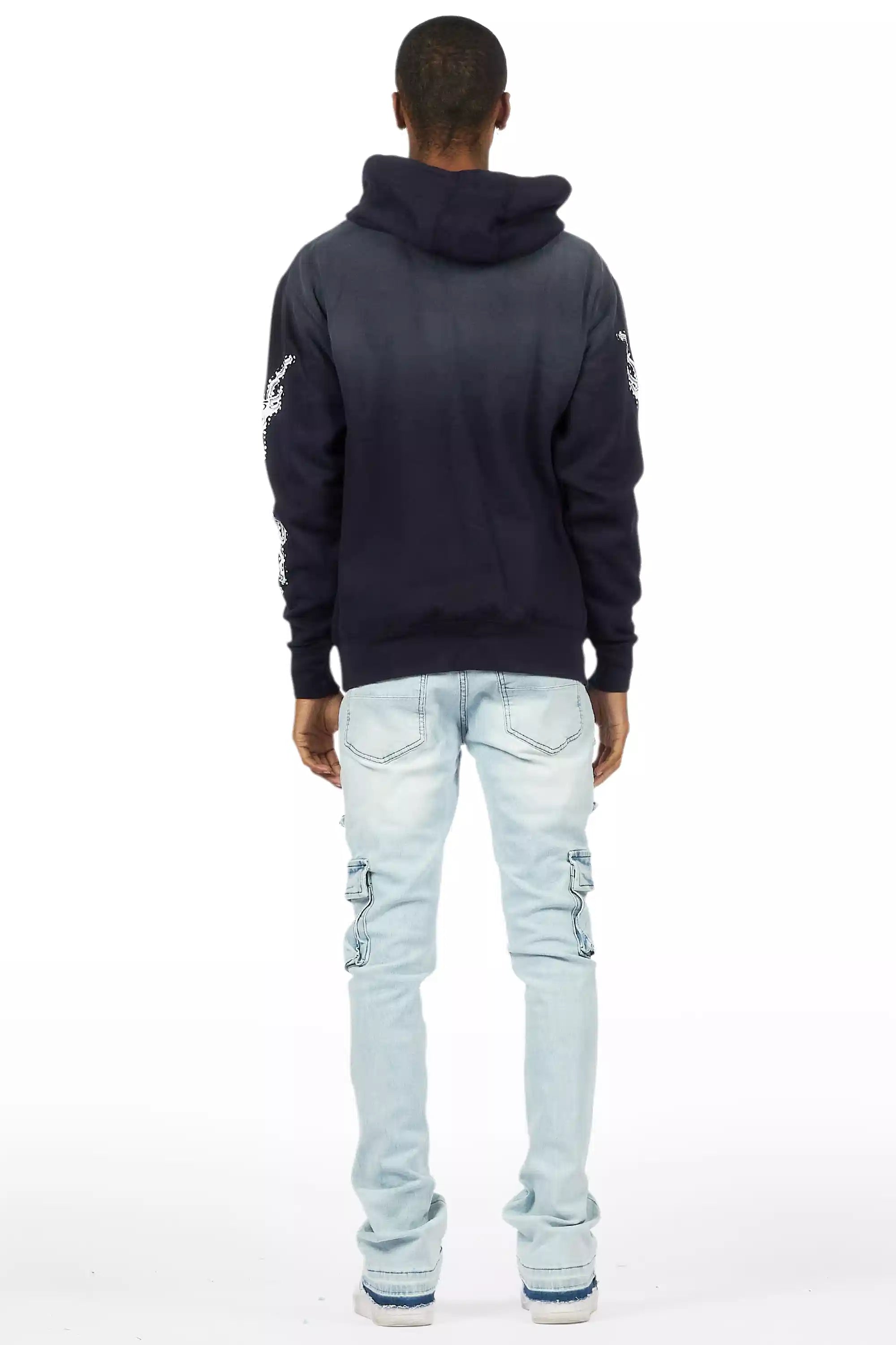 Zaid Blue Stacked Flare Jean