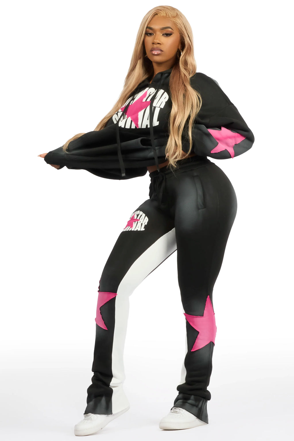 Kaliyah Black/Pink Super Stacked Trackset