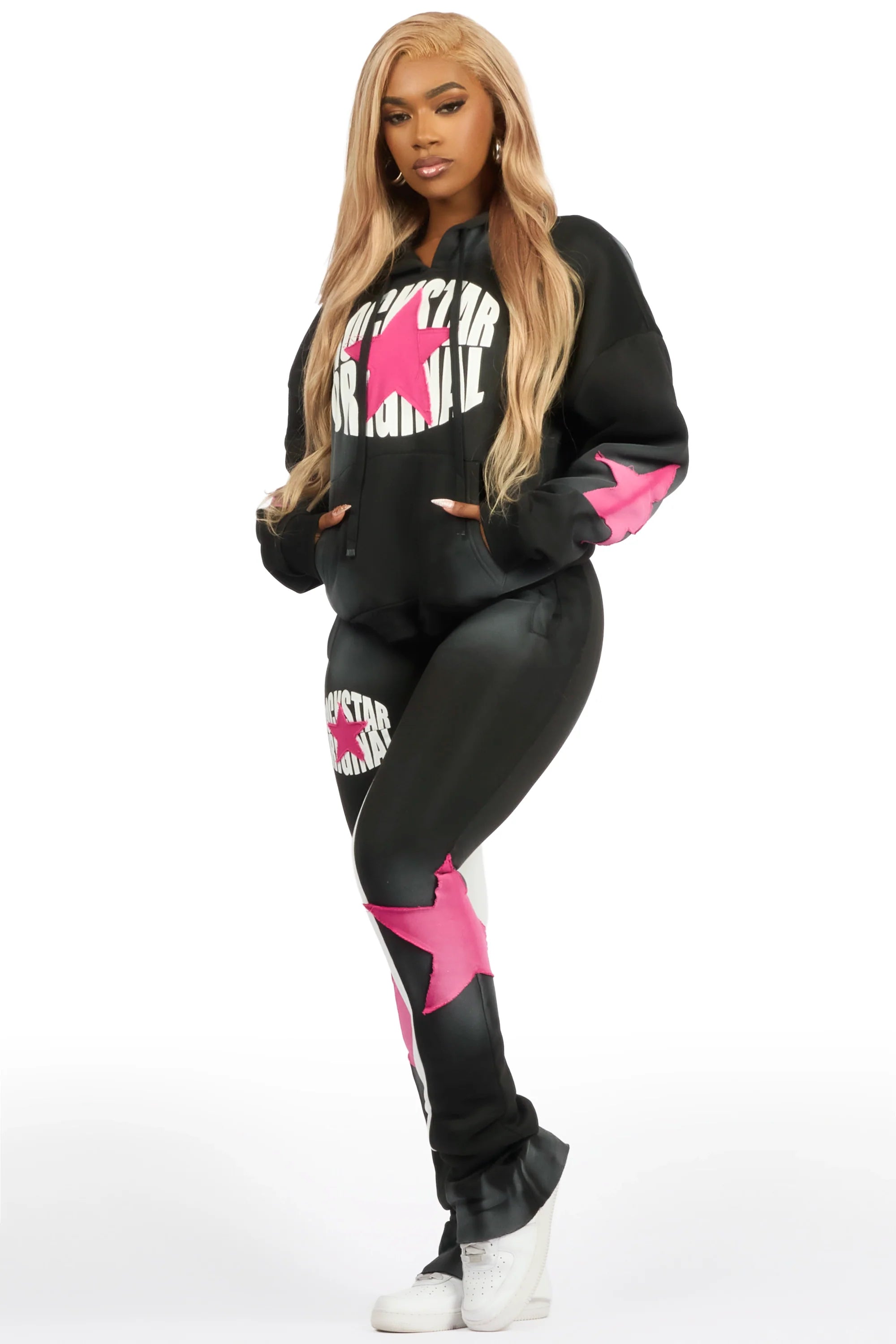 Kaliyah Black/Pink Super Stacked Trackset