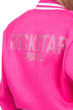 Beunca Hot Pink Rhinestone Varsity Jacket