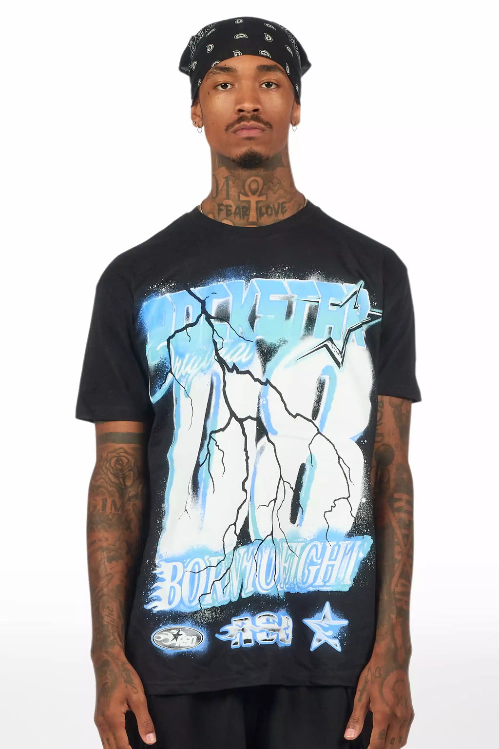 Vaelox Black/Blue Oversized Graphic T-Shirt