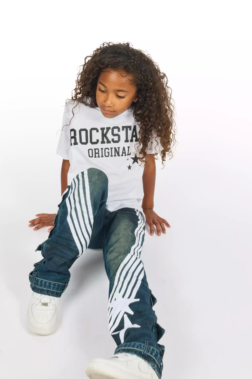 Girls Jaziya Dark Wash Stacked Jean