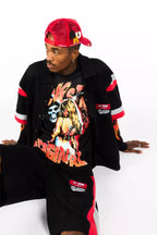 Zavid Black Button Up T-Shirt/Short Set