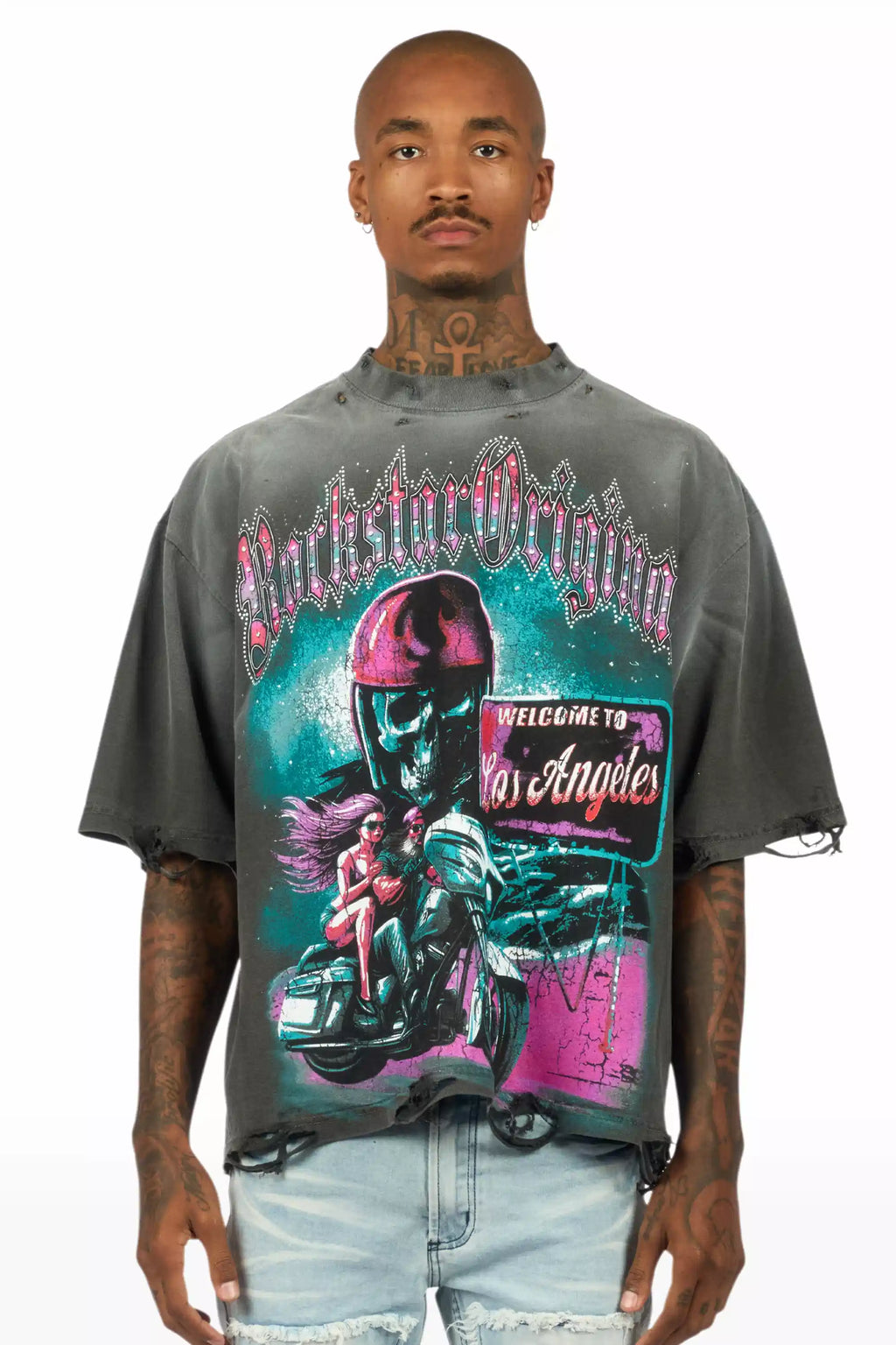 Reece Charcoal/Multi Oversized Graphic T-Shirt