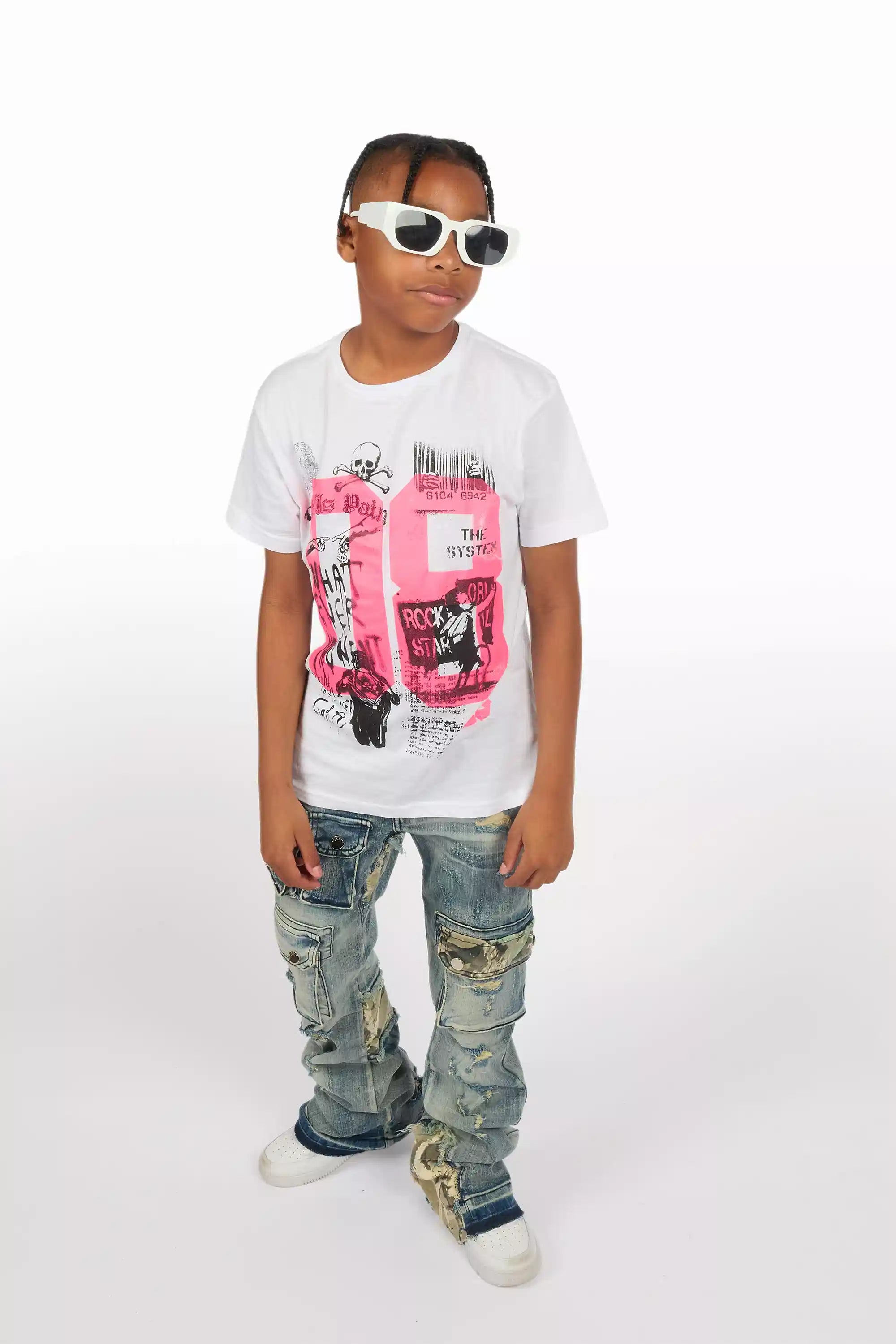 Boys Zeta Blue Stacked Flare Jean