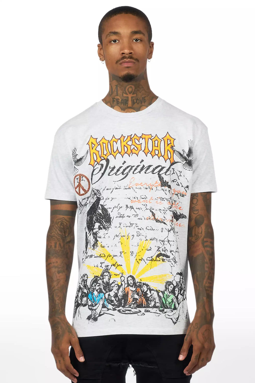 Super Sketch Heather Grey/Multi Oversized Graphic T-Shirt