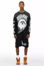All Seeing Eyes Black Long Sleeve Graphic T-Shirt