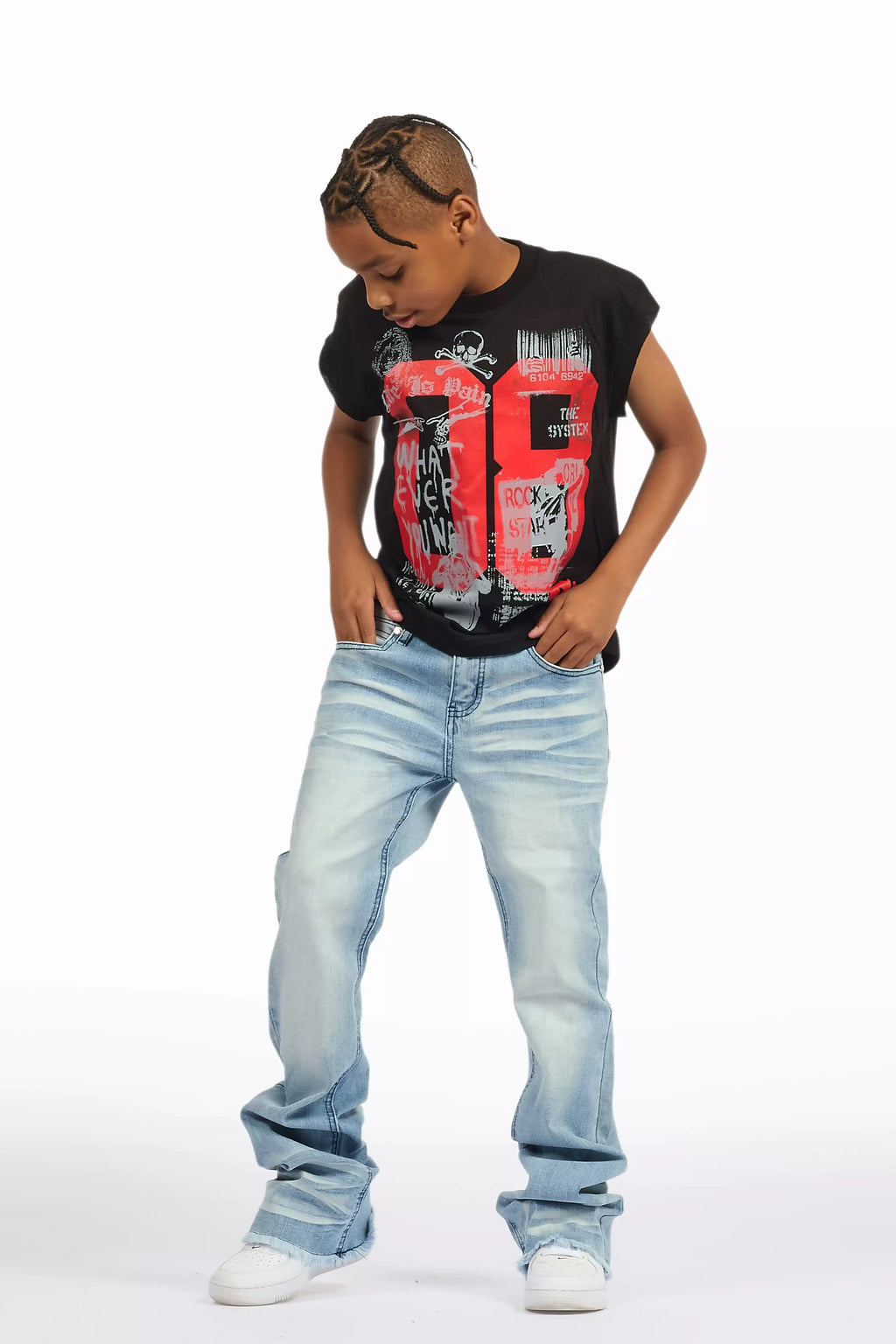 Boys Dag Dark Blue Stacked Flare Jean