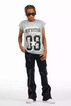Boys Allstar Grey/Black Graphic Muscle T-Shirt