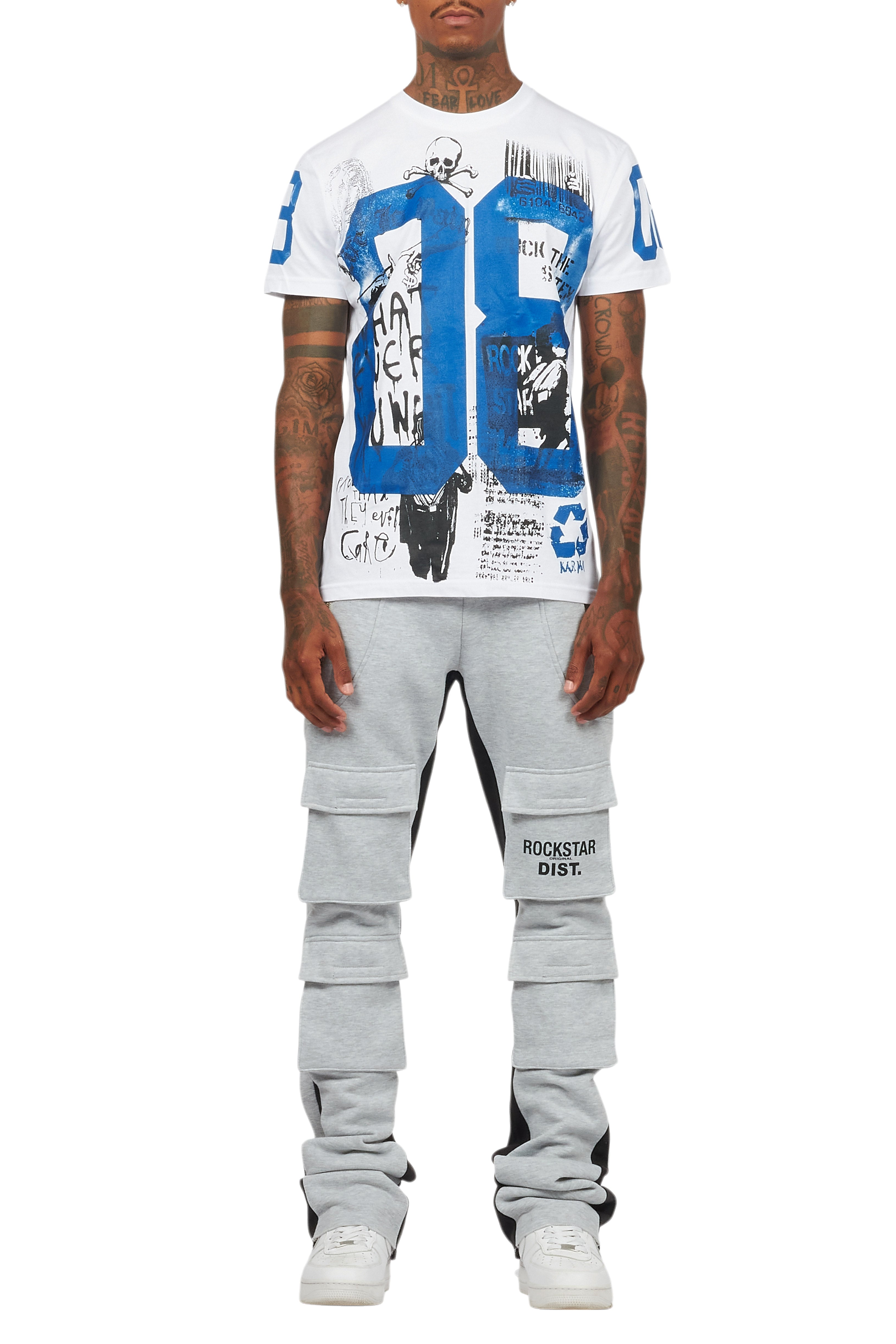 Antoon Heather Grey Stacked Flare Track Pant