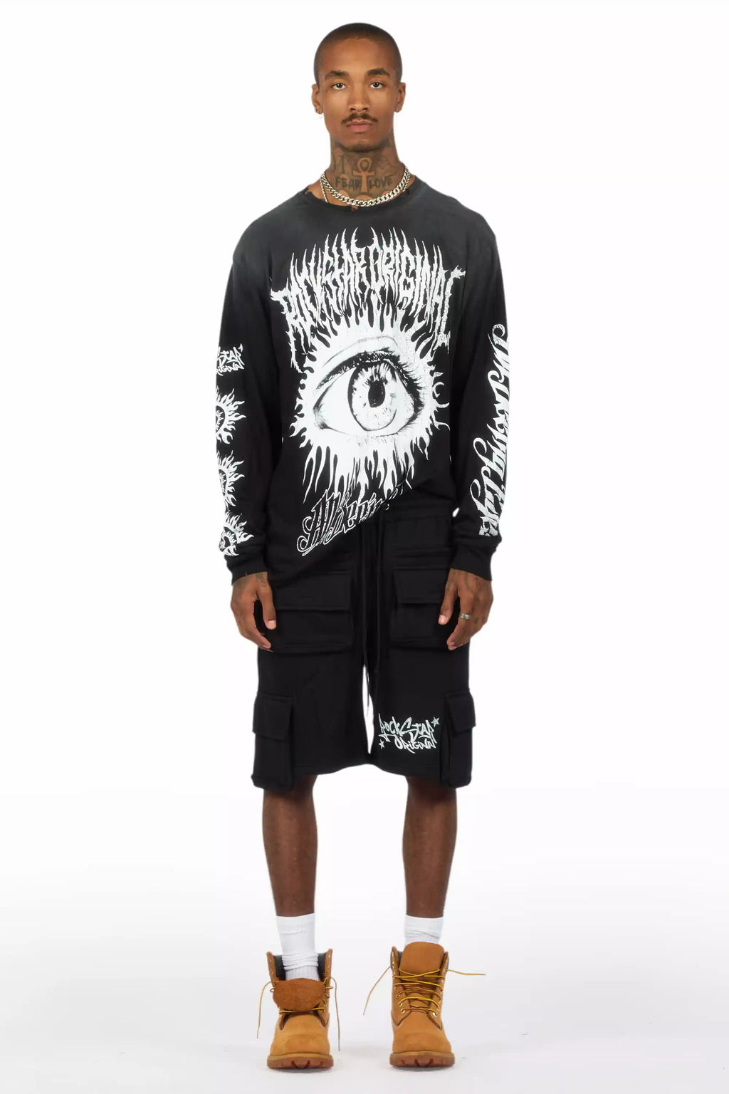 All Seeing Eyes Black/White T-Shirt Cargo Short Set