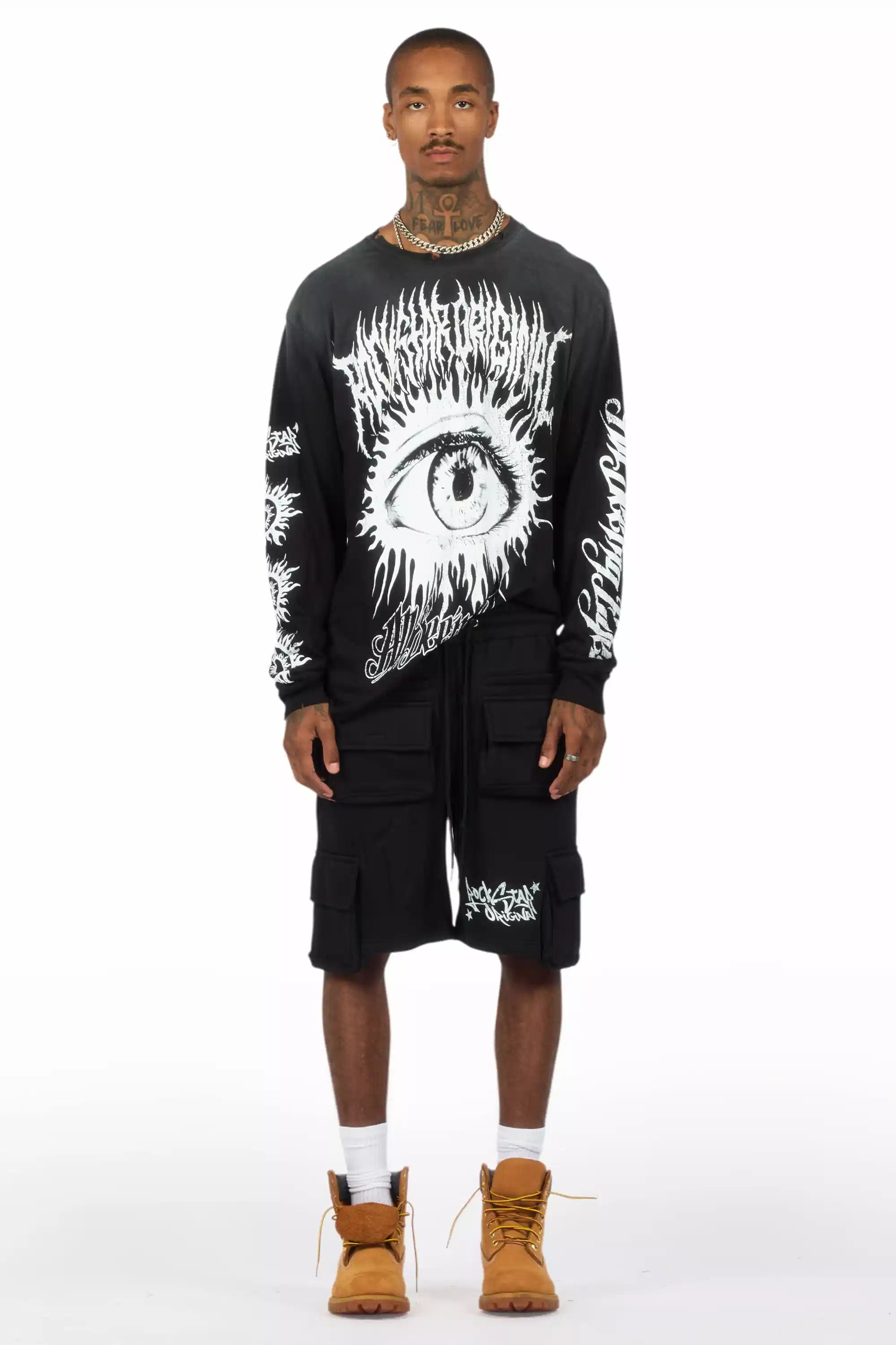 All Seeing Eyes Black/White T-Shirt Cargo Short Set