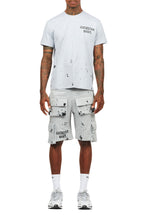 Raffer Heather Grey/Black T-Shirt Cargo Shorts Set