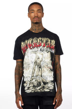 Renzo Black/Red Oversized Graphic T-Shirt