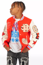 Boys Balser Orange Varsity Jacket