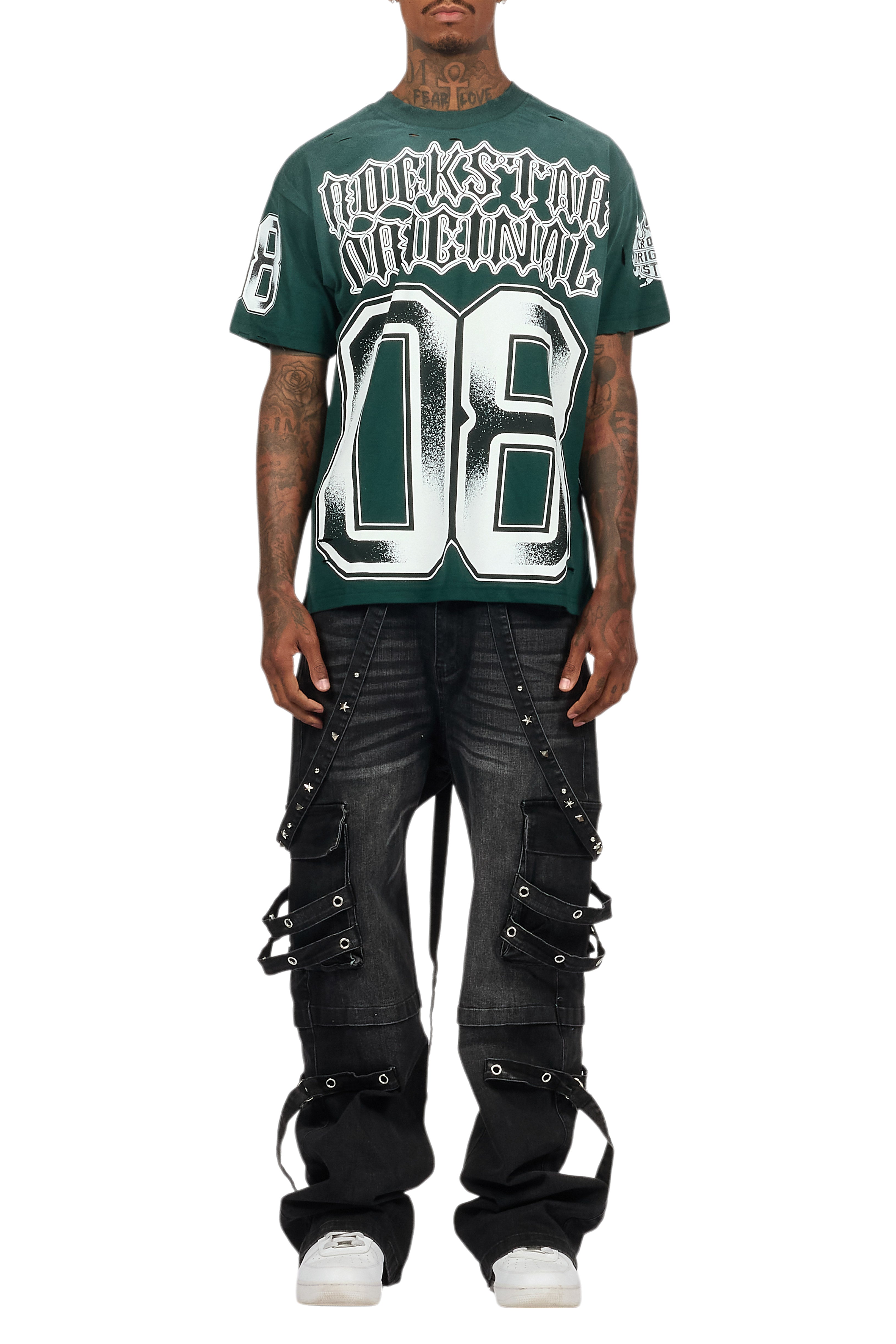 Nealon Black Baggy Cargo Fit Jean